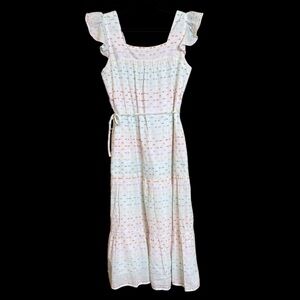 Draper James RSVP White Colored Pattern Sweet Adorable Ruffle Sundress Dress M